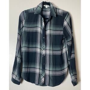 ANTHROPOLOGIE CLOTH & STONE SHIRT PLAID BUTTON-DOWN WESTERN FLANNEL BUTTON DOWN